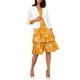 thumbnail image 1 of Conjunto de vestido y chaqueta INSPIRE CHIC para mujer de 2 piezas, vestido sin mangas de gasa con flores y conjunto de chaqueta de panel contrastante, blanco y amarillo, talla S, 1 of 6