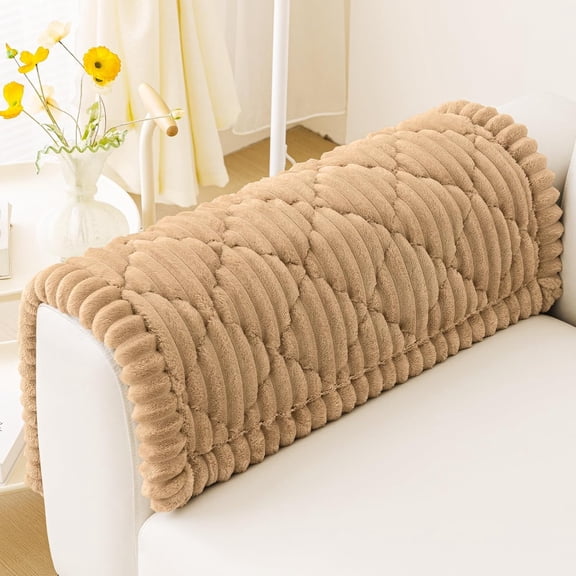 Lanola Pet Couch Cover for Dogs Washable, Non-Slip Fuzzy Couch Covers for 3 Cushion Sofa Pet Friendly, Soft Thick Furniture Protector Sofa Slipcover Mat for Dogs (Camel, 27.6" x 59")