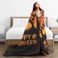 thumbnail image 5 of DouZhe Ultra-Soft Micro Fleece Lightweight Flannel Bed Blanket, Happy Halloween Horror Ghosts Print Cozy Warm Throw Blankets, 80"x60", 5 of 7