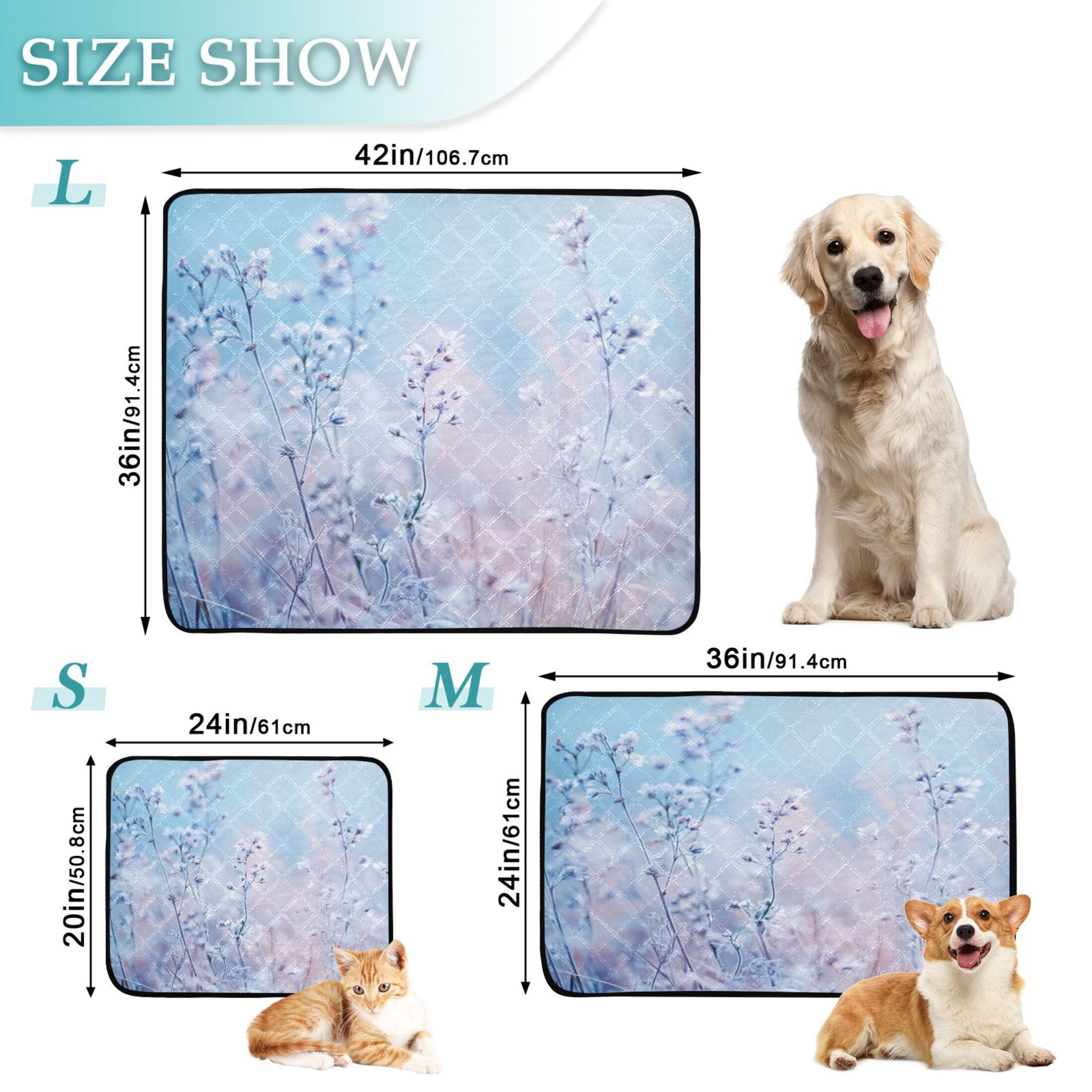 Washable Pet Pee Pads with Super Absorbent Reusable Training Pads for Dogs & Cats Pastel Blue Wildflowers