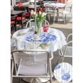 thumbnail image 6 of Outdoor Tablecloth with Umbrella Hole Zipper Hydrangea Striped Round Tablecloth 54" Waterproof Outside Table Cloth Vintage Floral Botanical Patio Table Cover Tablecloths for Picnic Party, 6 of 8