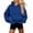 Blue, variant on Womens Warm Fleece Long Sleeve Cropped Hoodie Oversized Pullover Sweatshirt Banded Bottom Kangaroo Pocket Cozy Streetwear Daily Lounge, Blue, S