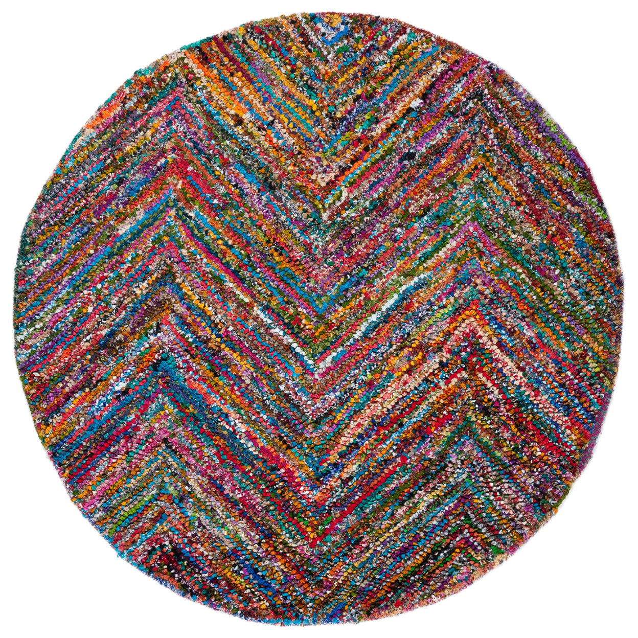 thumbnail image 2 of Safavieh Nantucket 8' X 8' Round Cotton Pile Hand Tufted Rug In Red And Blue, 2 of 6