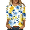 thumbnail image 2 of Weiqiqre 3/4 Length Sleeve Womens Tops 3/4 Sleeve T Shirt Sunflower Graphic Tees Flower Print Summer Casual Tops Blouse, 2 of 5