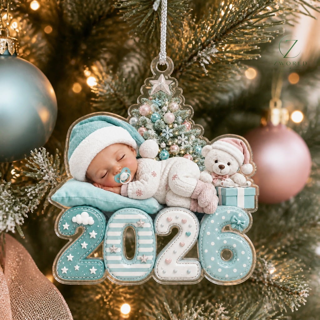 Aqua Winter Ornament First Christmas 2026 Baby Keepsake