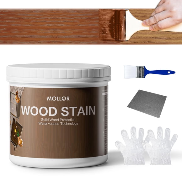 Wood Stain, 500g Water Based Wood Stain and Sealer in One - No Priming, No Top Coat Required, Fast Drying|Low Odor|Non-Toxic, Perfect for Indoor and Outdoor Furniture (Teak with Tools)