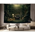 thumbnail image 3 of Library Tapestry Misty Witchy Fantasy Forest Wall Tapestry Big Book Tree House Medieval Tapestries for Study Room Bedroom Home Wall Art 60x50in, 3 of 6