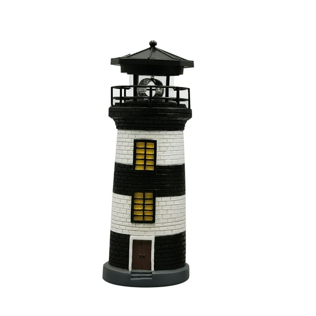 Toystoory Faro solar LED Faro decorativo de 11 pulgadas Estilo náutico Jardín Patio Césped Adorno de iluminación nocturna IP44 Lámpara de faro solar Jardín y Patio Negro Toystoory HA026359-02