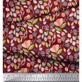 thumbnail image 3 of Soimoi Red Poly Georgette Fabric Leaves & Floral Clip Art Decor Fabric Printed Yard 42 Inch Wide, 3 of 3