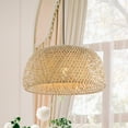 thumbnail image 5 of JONATHAN Y Mateo 18" 1-Light Farmhouse Coastal Bamboo 180" Cord Plug-In or Hardwired LED Pendant, Brown, 5 of 10