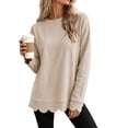 thumbnail image 2 of Xaqiouau Womens Oversized Crewneck Sweatshirt Scalloped Hem Long Sleeve Pullover Tunic Top Loose Fit Lightweight Casual Fall Winter Tops, 2 of 7