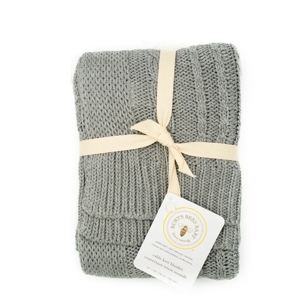 Burt's Bees Baby Organic Cotton Cable Knit Blanket in Heather Grey