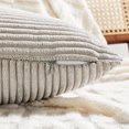thumbnail image 4 of Fancy Homi 2 Packs Neutral Grey Lumbar Decorative Throw Pillow Covers 12x24 Inch for Living Room Couch Bed Sofa, Farmhouse Home Decor, Soft Striped Corduroy Rectangle Accent Cushion Case 30x60 cm, 4 of 9