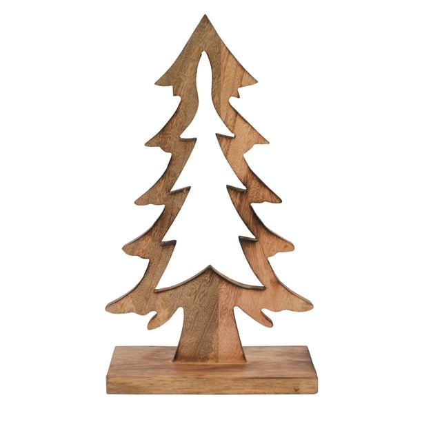 Holiday Time Natural Wood Decor Mini Christmas Tree Tabletop Decoration