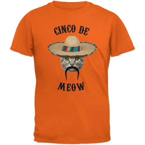 Old Glory Mens Funny Cat Cinco de Mayo Meow Short Sleeve Graphic T Shirt