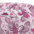 thumbnail image 3 of Purple Pouf Cover with Zipper, Scales Swirls and Hearts in Romantic Depiction of Nature with Birds and Flowers, Soft Decorative Fabric Unstuffed Case, 30" W X 17.3" L, Mauve Plum Pink, by Ambesonne, 3 of 5