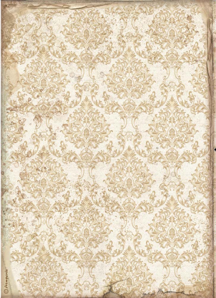 Stamperia Rice Paper Sheet A4Wallpaper Gold, Sleeping Beauty