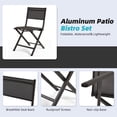 thumbnail image 3 of ZXNYH 3 Pieces Patio Bistro Set, Folding Aluminum Table and 2 Chairs, No Assembly Required, Weather-Resistant Outdoor Conversation Sets for Patio, Backyard, 3 of 7