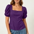 thumbnail image 6 of CHGBMOK Womens Summer Peplum Tops Sqaure Neck Ruffle Sleeve Blouses Fit Flowy Shirts Solid Casual Tees, 6 of 7