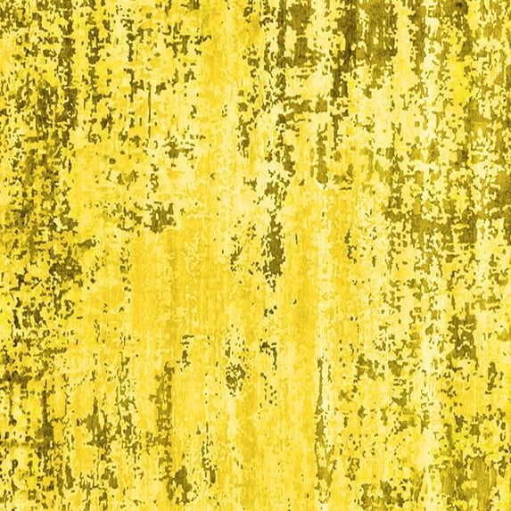 Ahgly Company Machine Washable Indoor Square Oriental Yellow Industrial Area Rugs, 7' Square