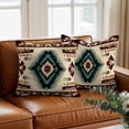 thumbnail image 3 of Abstract Ethnic Style Throw Pillow Cover Retro Brown Red Weaving Pattern Cotton Linen Cushion Cover Throw Pillow Case with Invisible Zipper for Couch Sofa Bed Chair Car 16x16 Inch, 3 of 14
