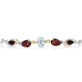 thumbnail image 2 of Gem Stone King 925 Silver and 10K Yellow Gold Sky Blue Aquamarine and Red Garnet and Lab Grown Diamond Tennis Bracelet for Women By Keren Hanan (1.84 cttw, Adjustable up To 9 inch), 2 of 3
