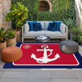 thumbnail image 2 of Nautical Anchor Outdoor Rug for Patio/Deck/Porch, Non-Slip Large Area Rug 5 x 8 Ft, Blue Red Coastal Ocean Beach Compass Indoor Outdoor Rugs Washable Area Rugs, Reversible Camping Rug Carpet Runner, 2 of 8