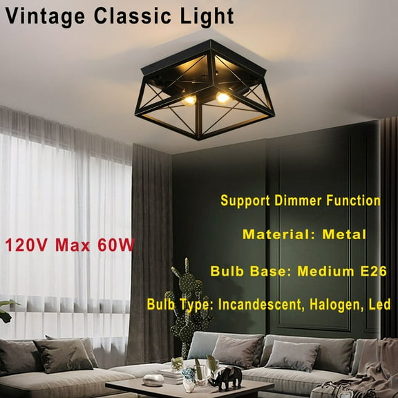 Industrial Farmhouse Ceiling Light Retro Chandelier Flush-Mount Lighting Fixture