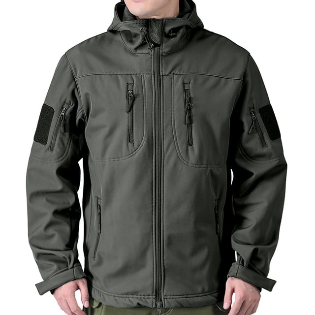 LOVZFMLL Vestes pour Hommes d'Extérieur Tactiques d'Alpinisme Chaudes et en Velours Veste à Manches Longues à Capuche Veste de Travail Manteau