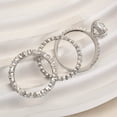 thumbnail image 3 of Veda Jewel 2 Ct Oval Cut Lab Created Diamond Trio Wedding Ring Set - Halo Design in 14K White Gold Plated - Bridal Jewelry - Ideal for Engagement and Anniversaries, 3 of 3