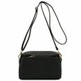 thumbnail image 1 of Bolso bandolera pequeño FashionPuzzle con triple cremallera negro Talla unica, 1 of 5