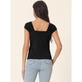 thumbnail image 4 of Unique Bargains Women's Square Neck Ribbed Knit Buttons Decor Sleeveless Tops S Black, 4 of 6