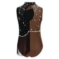 thumbnail image 3 of iixpin Girls Gymnastics Dance Leotard Athletic Bodysuit Tassel Figure Skating Stage Performance Jumpsuit Brown 16, 3 of 6