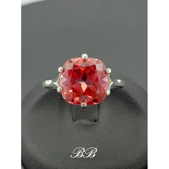 Natural Padaparcha Sapphire 925 Sterling Silver Ring, Gift for Her, Engagemant Ring, Birthstone Rings for Women, Gift For Her