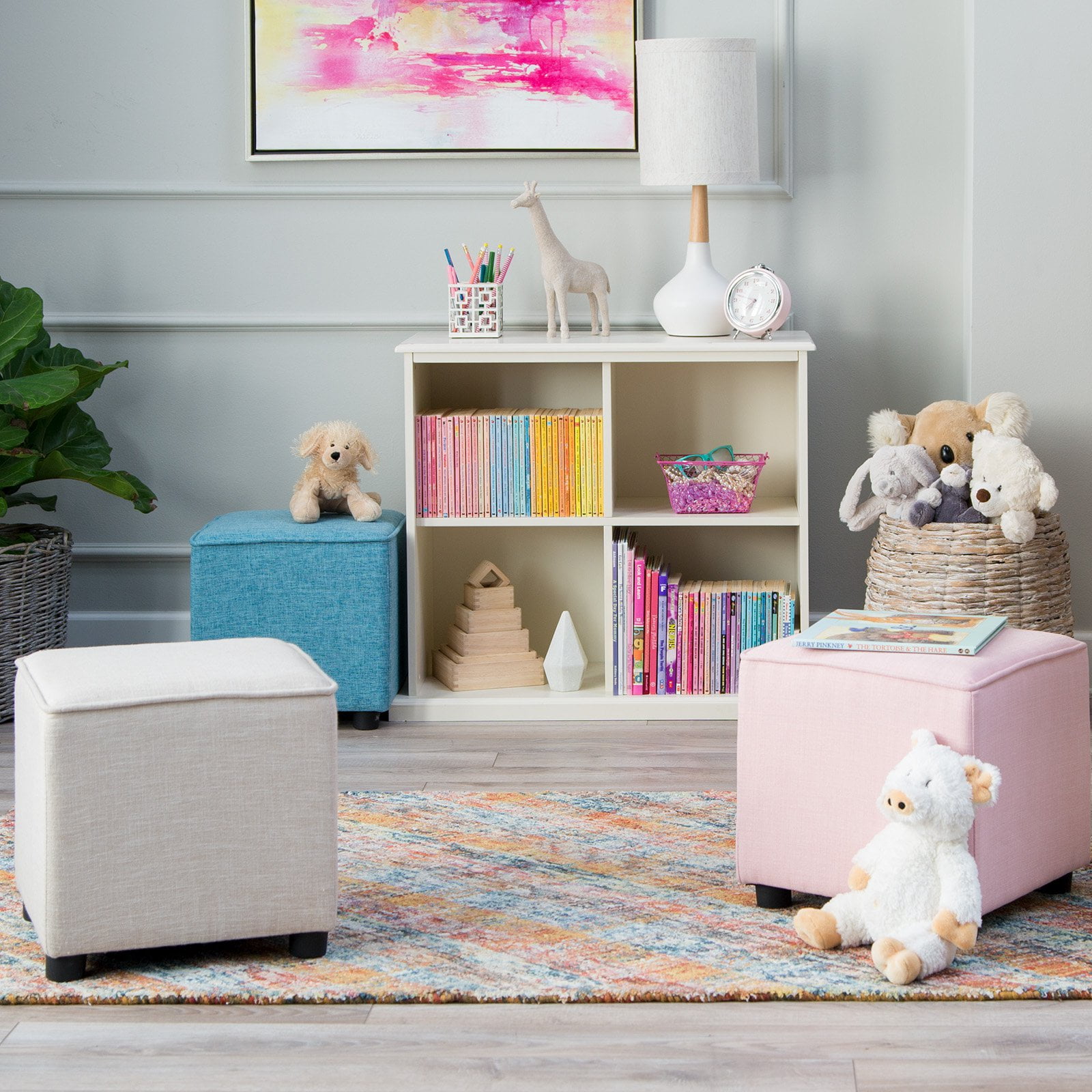 classic playtime hannah upholstered cube ottoman seat