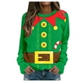 thumbnail image 3 of WEAIXIMIUNG Robe Chandail en Molleton Manches Courtes en Velours de Noël pour Femmes Mignon Col Rond Pull avec Imprimé Mode Vacances Sans Capuche, 3 of 7