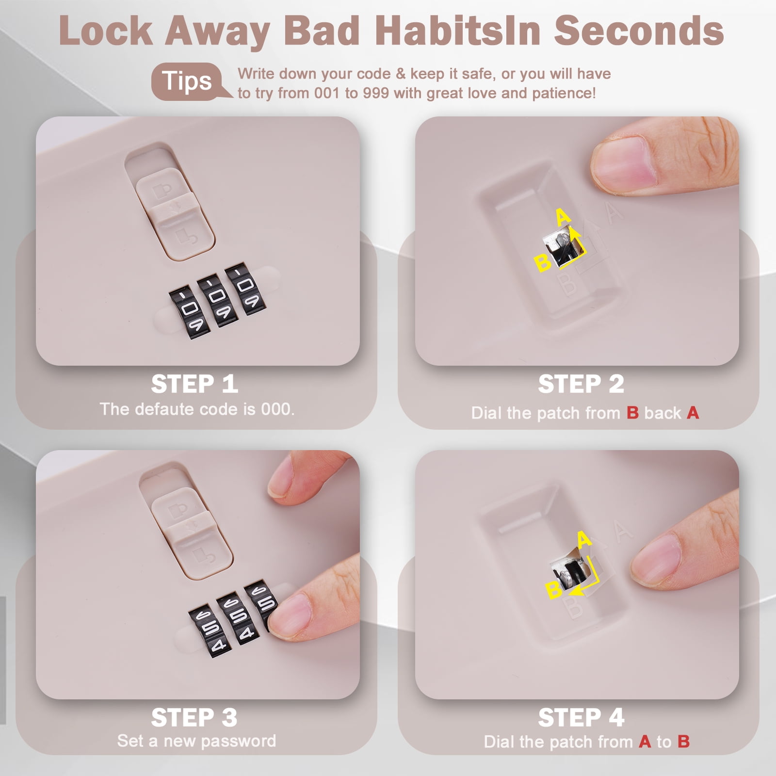 Locbbie Small Lock Box with Code – Lockable Storage Box for Medication, Food, Electronics & Personal Items Safe – BPA-Free