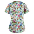 thumbnail image 4 of Plus Size Scrubs，Womens Scrub Tops - Short Sleeve V-Neck Easter Printed Scrub Top Women Uniform Shirts with Side Pockets，Sky Blue，S, 4 of 4