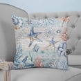 thumbnail image 4 of 20x20 Pillow Covers Set of 2, Coastal Starfish Throw Pillow Covers Decorative Couch Cushion Case, Blue Nautical Coral Seashell Wooden Microfiber Square Pillowcases for Bedroom Car Living Room, 4 of 7