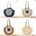 thumbnail image 3 of Fashion Rattan Women Round Straw Bag Shoulder Bag Woven Handbag Beach Tote Bag 4, 3 of 8