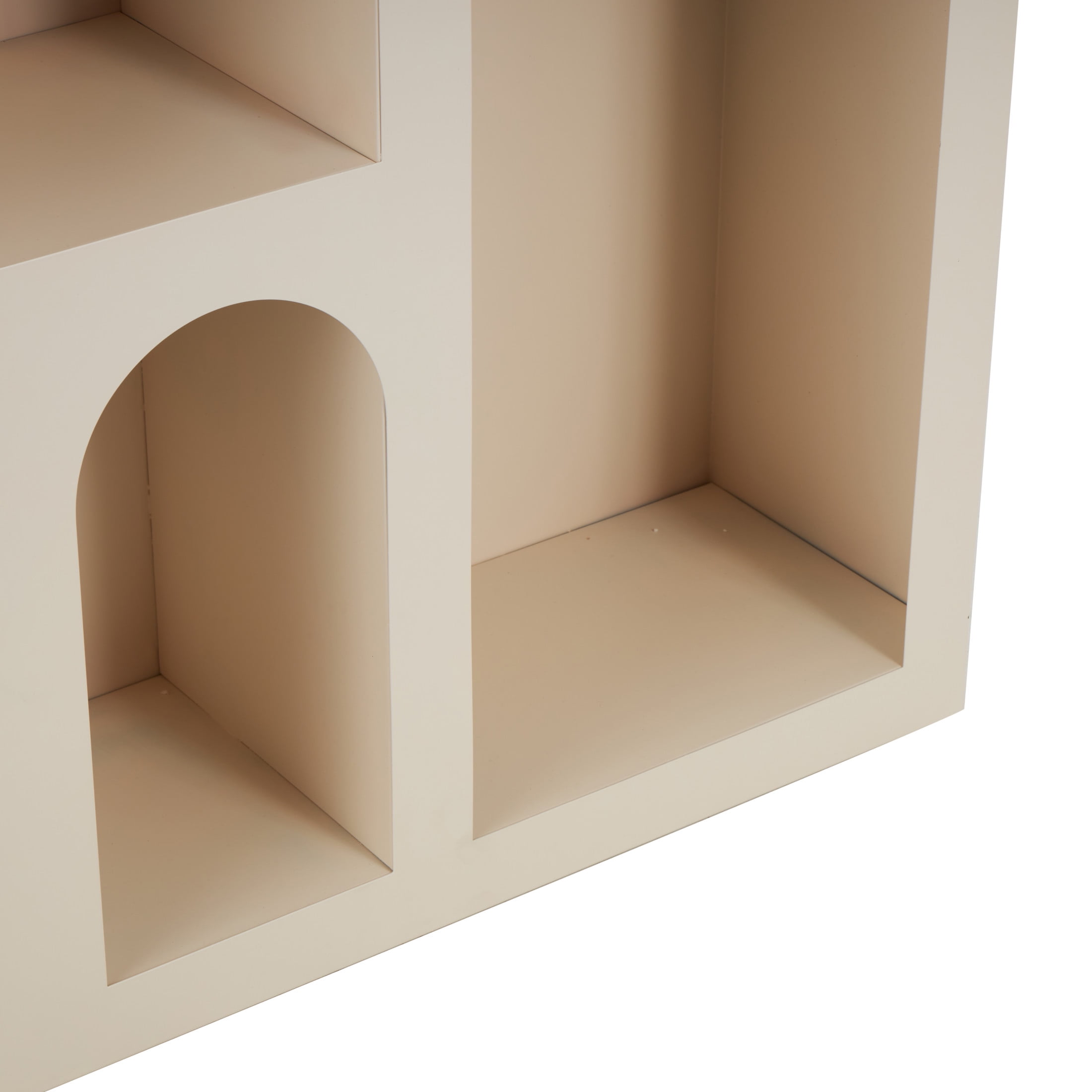 DecMode 47" x 30" Cream Metal Geometric 6-Tier Shelving Unit with Arched Block Shapes, 1-Piece