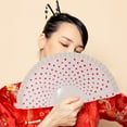 thumbnail image 5 of Byfri White Spanish Double-Sided Dot Folding Hand Fan Vintage Style for Dance Photo Prop 9.06inch, 5 of 7