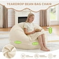 thumbnail image 2 of 3FT Bean Bag Chair, Comfy Bean Bag Chairs with Memory Foam Filled, Fluffy Beanbag Sofa with Dutch Velvet Cover, Round BeanBag Chairs for Living Room, Playroom- Grey, 2 of 10