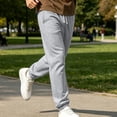 thumbnail image 6 of Jerdar Men's Solid Drawstring Jogger Sweatpants Elastic High Waist Cuffed Ankle Loose Casual Trousers For Fall Winter Workout Pants for Men, 6 of 9