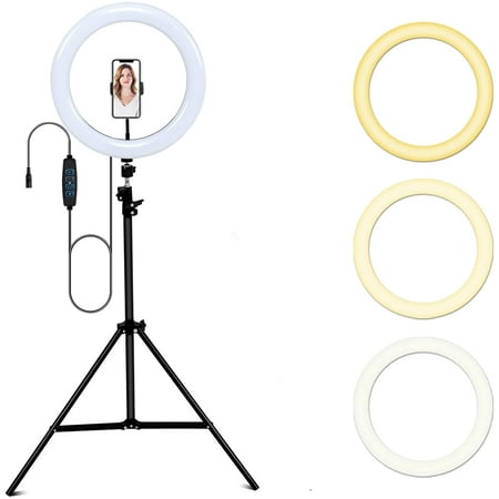 ELECWISH 14" Selfie Ring Light with 3 Color Modes, 10 Colors RGB LED Ring Light with Two Tripod Stand and Phone Holder Remote Shutter