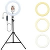 PULUOMIS 10" LED Selfie Ring Light with 2 Tripod Stand & Phone Holder, 3 Modes & 10 Adjustable Brightness Remote Shutter