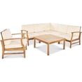 thumbnail image 2 of Noble House Perla Outdoor 7-Pc Teaked Acacia Wood Sofa Set with Cream Cushions, 2 of 22