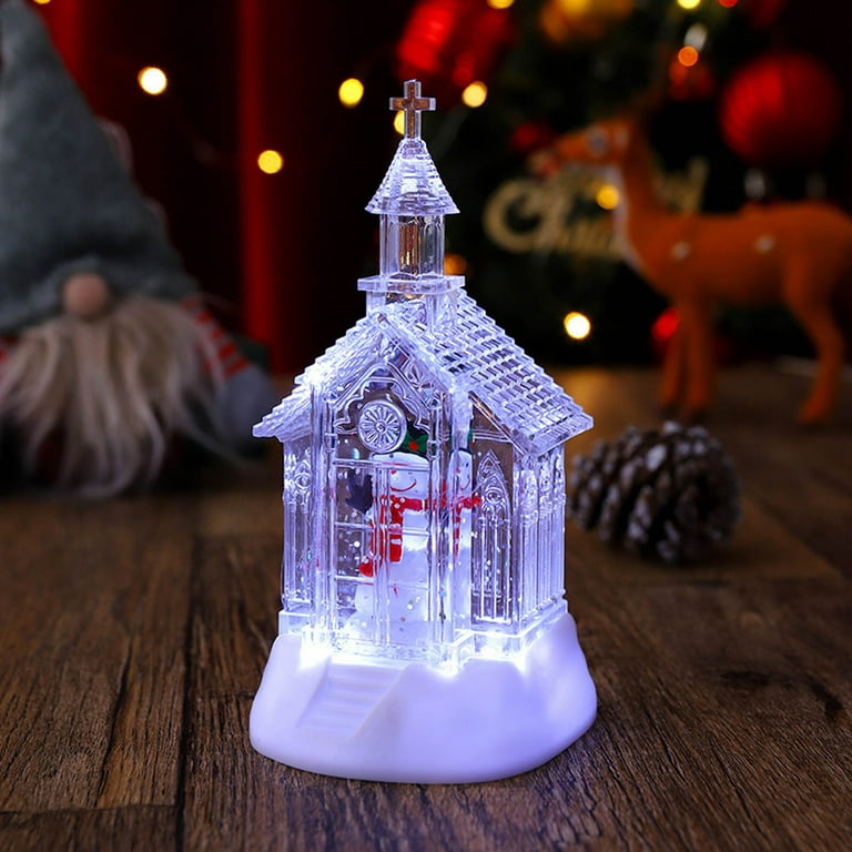 AURIGATE Light Up White Church Christmas – Decorative LED Water