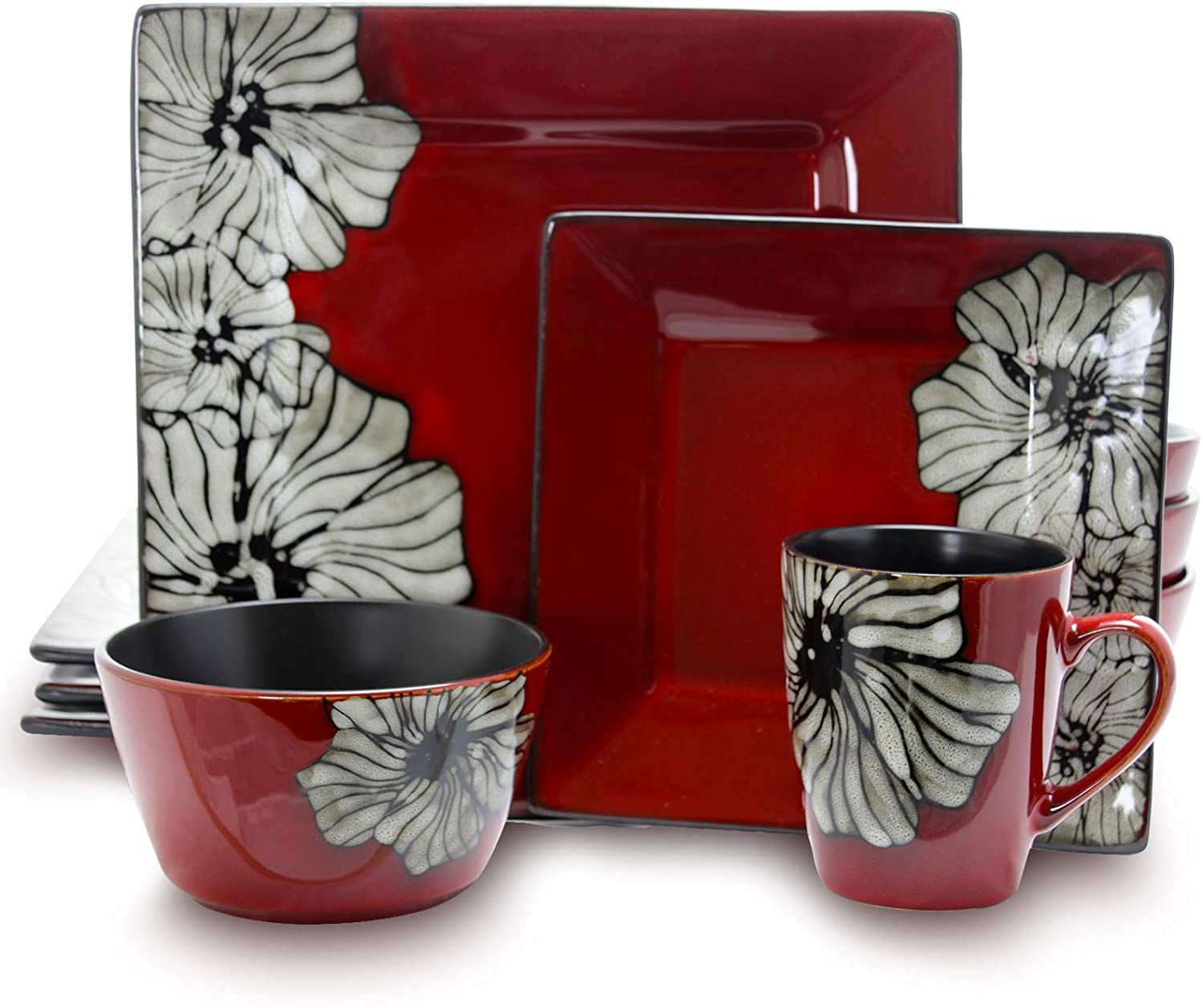 Elama Winter Bloom 16-Piece Dinnerware Set - Walmart.com