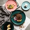 thumbnail image 3 of 1pc Coloured Ceramic Tableware Western Steak Plate Microwave Oven Available Ceramic Food Plate Round Shape (Pink 6 Inches), 3 of 8